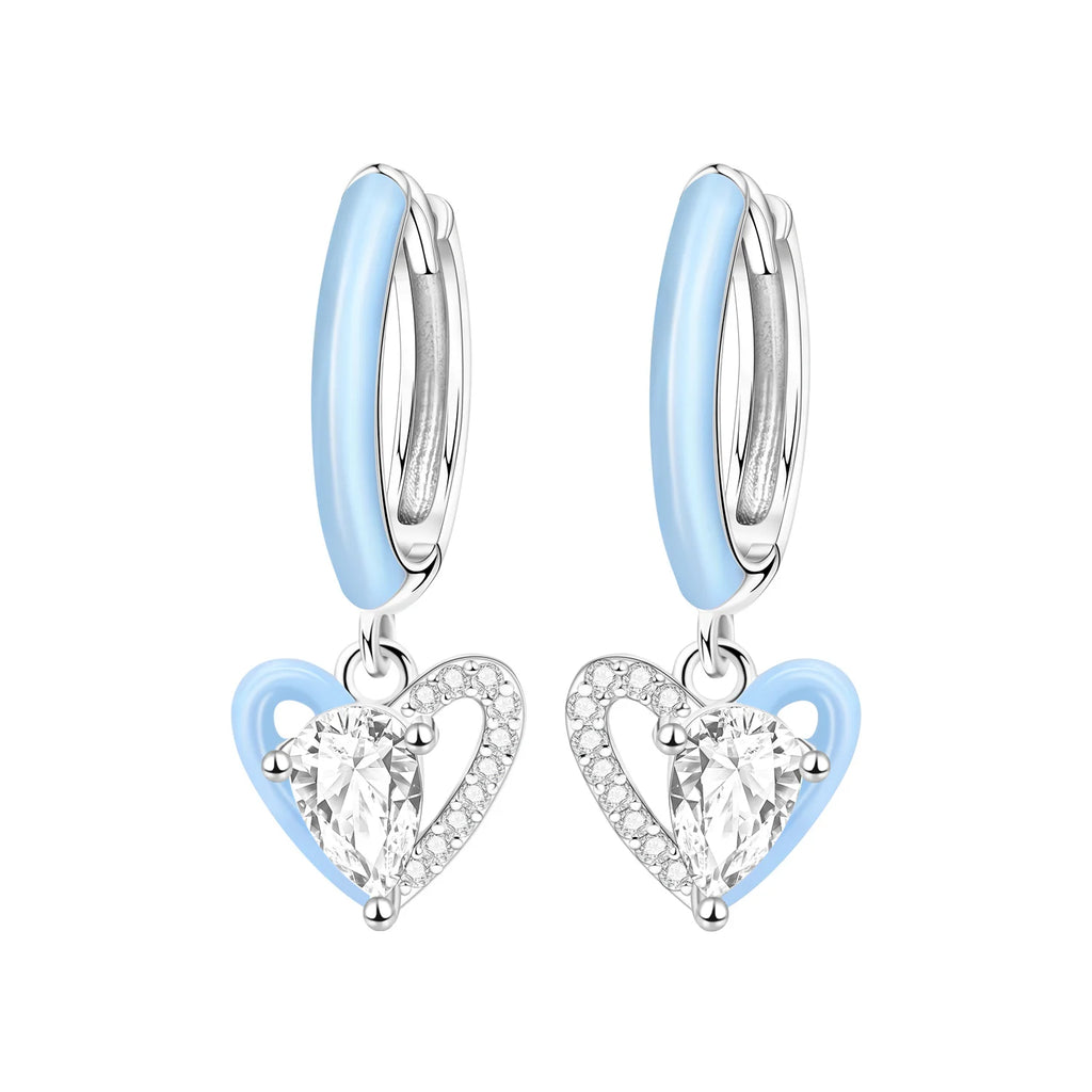 925 Sterling Silver Crystal Circular Eardrops Fashion Versatile Drop Earrings