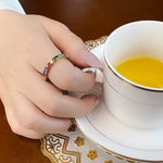 Gold Ring Colorful Stones 925 Sterling Silver Glam Fashion Jewellery Women