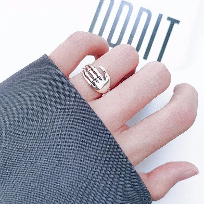 925 Sterling Silver Skeleton Hand Adjustable Ring Wedding Vintage Jewellery Wholesale