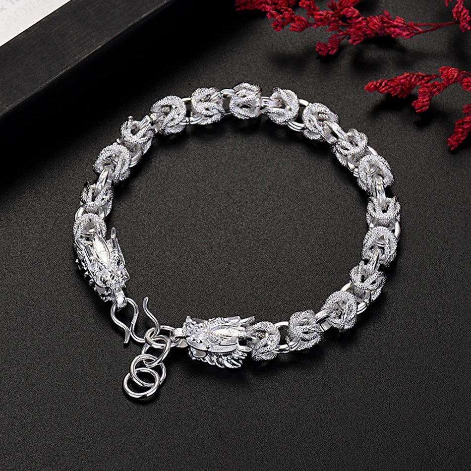 Dragon Head Bracelet 925 Sterling Silver Men Women Designer Wedding Jewelry