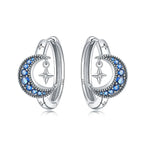 925 Sterling Silver Cute Lazy Cat Animal Pet Hoop Earrings Birthday Gift