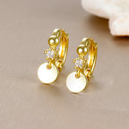 2023 Simple Crystal Zircon Small Hoop Earrings Disc Pendant Piercing