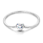 925 Sterling Silver Forever Love Peach Heart Bracelets Star Moon Airplane Earth Bracelets For Women Fit DIY Charms Party Jewelry