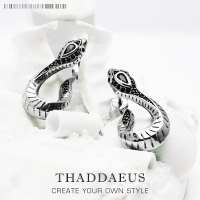 Snake Hinged Hoop Earrings 925 Sterling Silver Romantic Seductive Gift