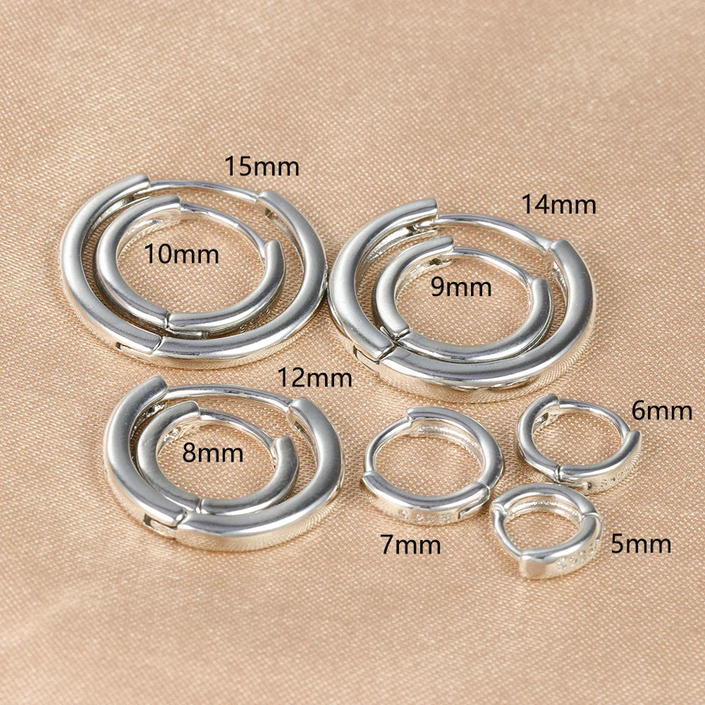 2PCS Minimal Crystal Zirconia Stainless Steel Hoop Earrings Huggie