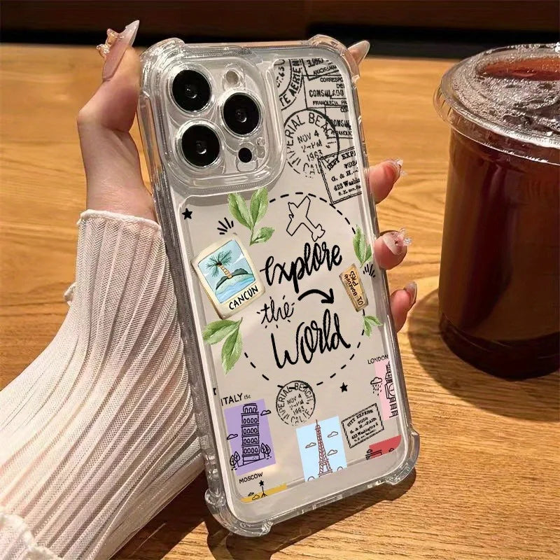 World Travel Clear Case for iPhone 16 15 14 13 12 11 Pro Max SE
