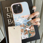 Skiing Town Winter Lychee Case for iPhone 17 16 15 14 13 Pro Max