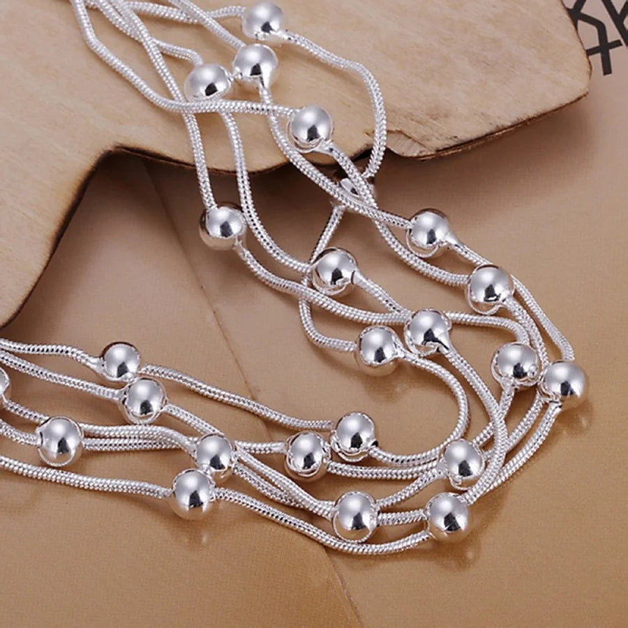 Chain Beads Bracelet 925 Sterling Silver Cute Women Lady Fashion Jewellery