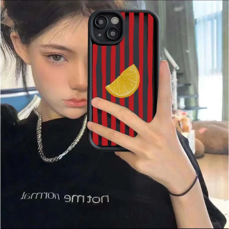 Lemon Cool Stripe Case for iPhone 17 16 15 14 13 12 11 Pro Max XS XR 7 8 Plus