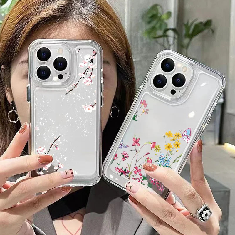 Wildflower Graphic Clear Case for Redmi Note 13 12 Pro Plus 12S 11S 10S