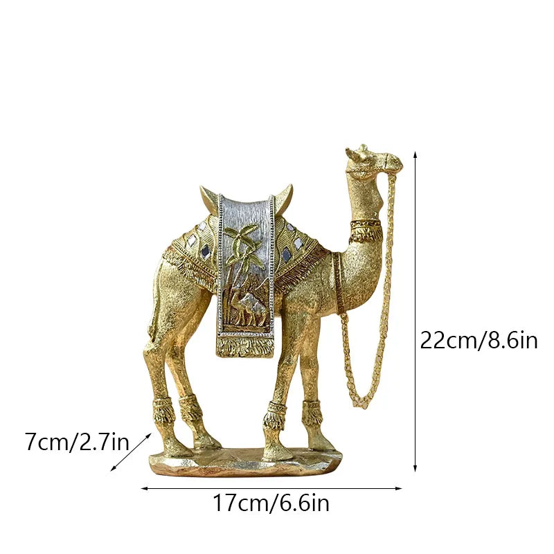 Turkish Resin Golden Camel Sculpture Feng Shui Figurines Home Decoration Accessories