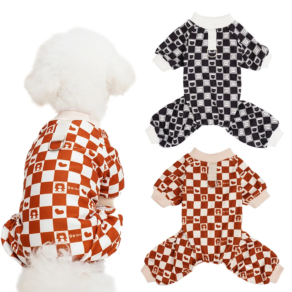 Dog Clothes for All Seasons - Plaid Checkered Pattern Pet Shirt, Breathable Adjustable Puppy Outfit for Small Medium Large Dogs,