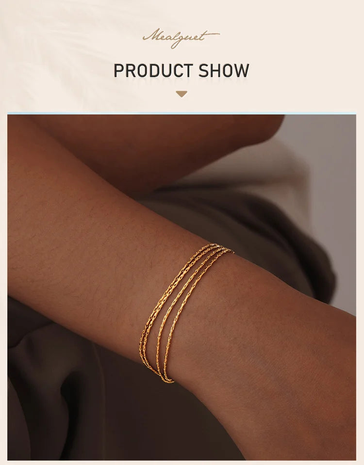 Stainless Steel Bracelet, New Style Thin Link Multilyer Chain Bracelet for Women, Lightweight Jewelry Daily Wear