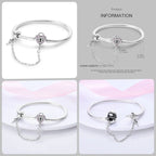 925 Silver 17-20CM Heart Pave Zirconia Original Bracelets Infinity Bracelet Fit DIY Charms Bead Birthday Jewelry Gifts Hot Sale