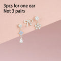 3PCS Stainless Steel Blue Opal Stone Flower Bowknot Petal Piercing