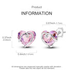 925 Sterling Silver Romantic Pink Love Heart Stud Earrings Birthday Gift