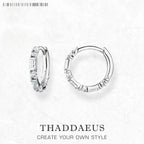 White Zircon Creole Hinged Hoop Earrings 925 Sterling Silver Gift