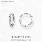 White Zircon Creole Hinged Hoop Earrings 925 Sterling Silver Gift