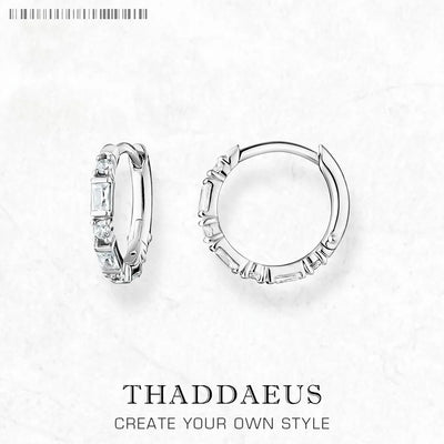 White Zircon Creole Hinged Hoop Earrings 925 Sterling Silver Gift