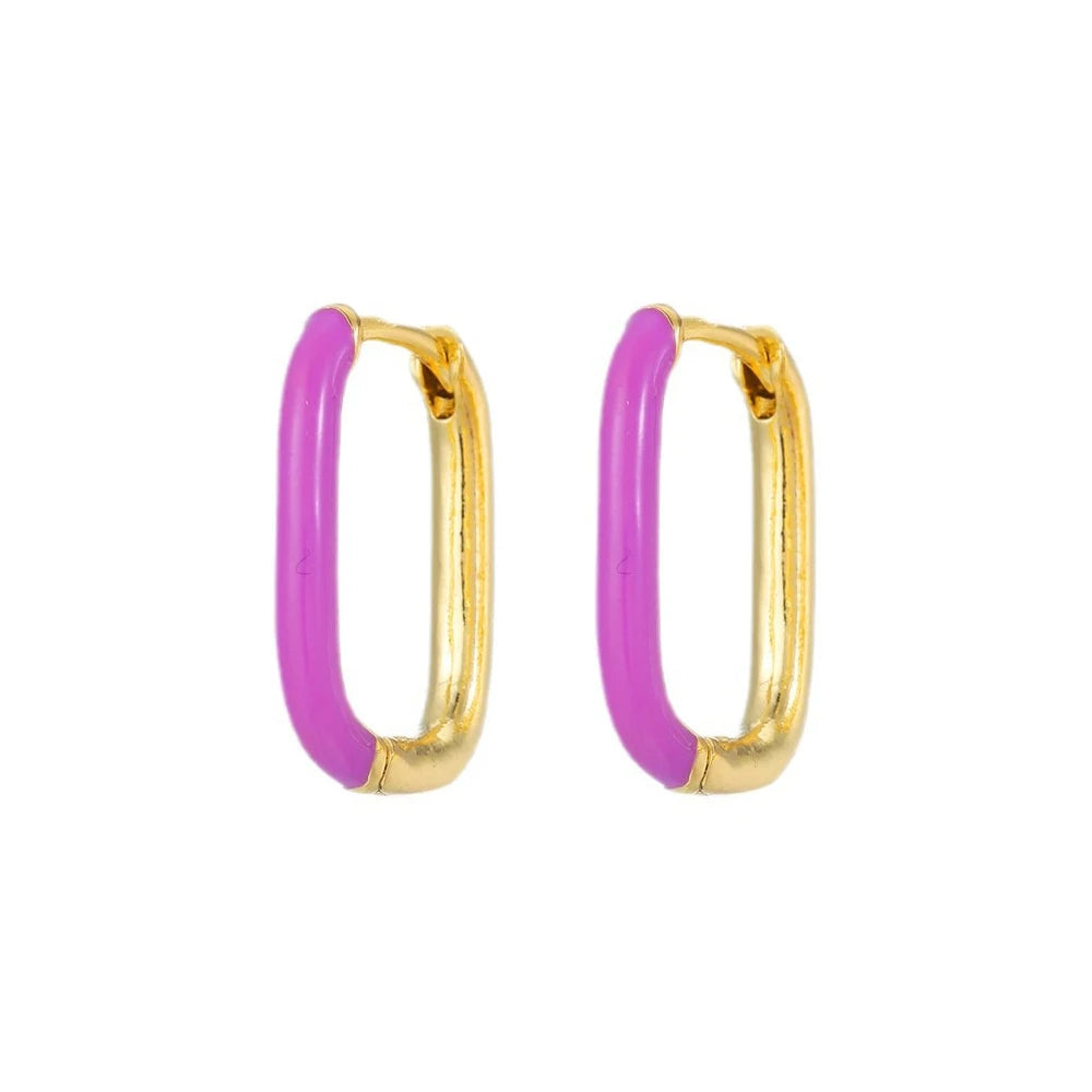 Colourful Neon Enamel Metal Huggie Hoop Earring Stainless Steel