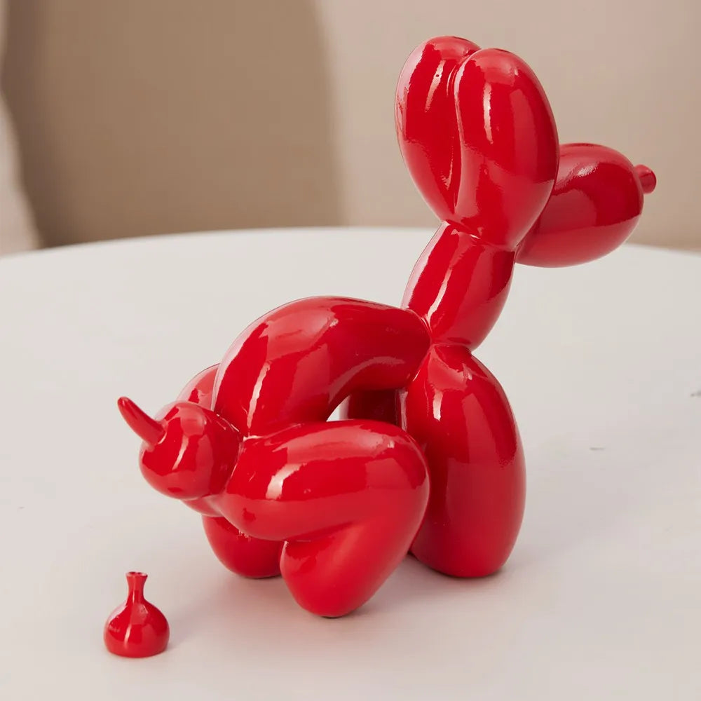 Funny Balloon Pooping Dog Sculptures Resin Pop Art Statue Bathroom Decoration Object