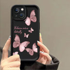 Pink Butterfly Silicone Case for iPhone 17 16 15 14 13 12 11 Pro Max Plus
