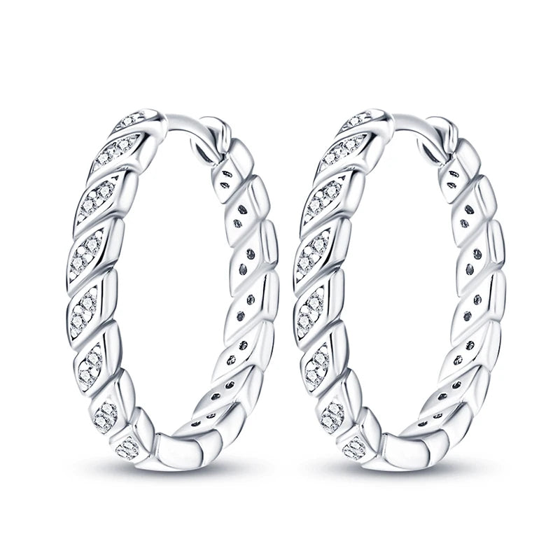 925 Sterling Silver Minimalist Designed Hoop Earrings Fine Birthday Gift
