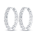925 Sterling Silver Minimalist Designed Hoop Earrings Fine Birthday Gift