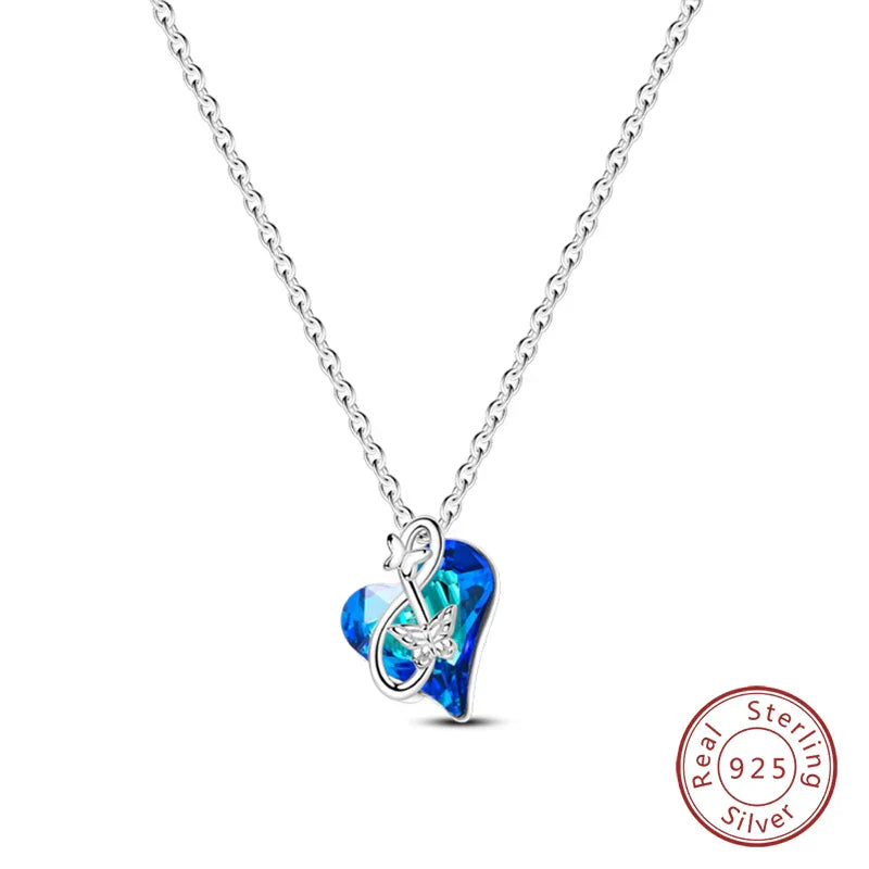 925 Sterling Silver Luminous Firefly Heart Shaped Zircon Pendant Necklace For Women Fashion Anniversary Birthday Jewelry Gifts