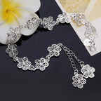 20cm Beautiful Flowers Bracelet 925 Sterling Silver Classic Wedding Jewellery