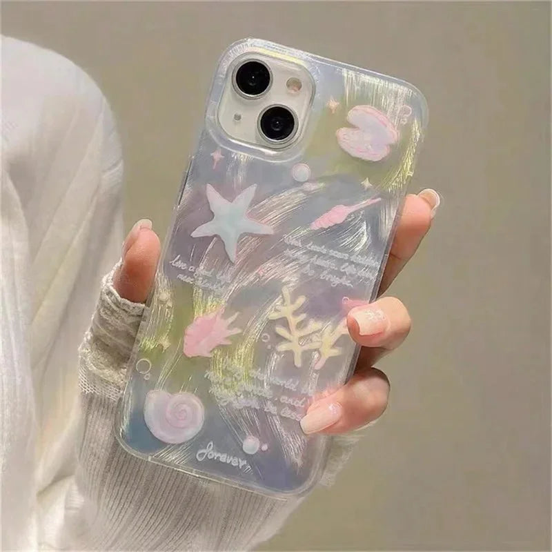Shell Pattern Laser Case for Samsung A55 A54 A35 A16 S25 S24 S23 Ultra S22