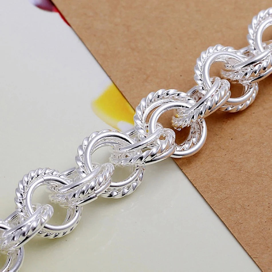 Pretty Circle Fashion Bracelet 925 Sterling Silver Wedding Party Jewellery