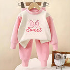 Girls Long Sleeve Pyjamas Set Dralon Fabric Casual Home Wear Sleepwear