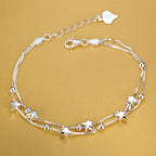 Square Solid Chain Bracelet 925 Sterling Silver Men Women Party Fashion Gift