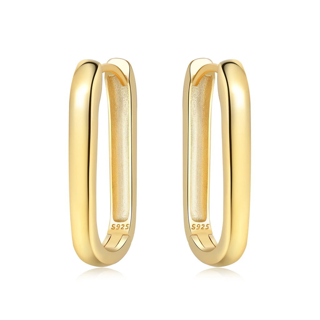 925 Sterling Silver Simple Gold U-shaped Versatile Hoop Earrings Birthday Gift