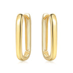925 Sterling Silver Simple Gold U-shaped Versatile Hoop Earrings Birthday Gift
