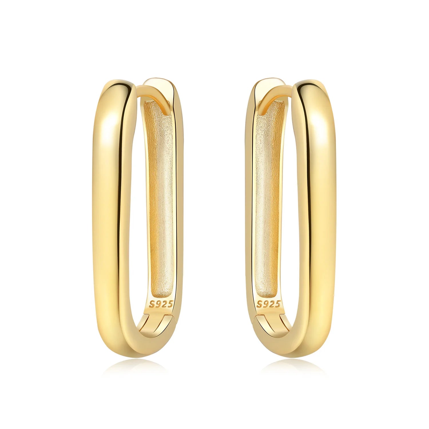 925 Sterling Silver Elegant Golden French Organ Hoop Earrings Trendy Jewellery