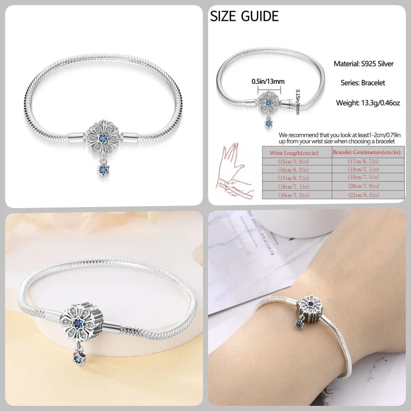 925 Silver 17-20CM Heart Pave Zirconia Original Bracelets Infinity Bracelet Fit DIY Charms Bead Birthday Jewelry Gifts Hot Sale