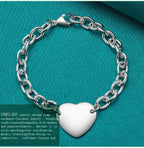 Heart Brand Pendant Bracelet 925 Sterling Silver Women Wedding Engagement