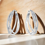 925 Sterling Silver Curve Weaving Large Circle Versatile Hoop Earrings Gift