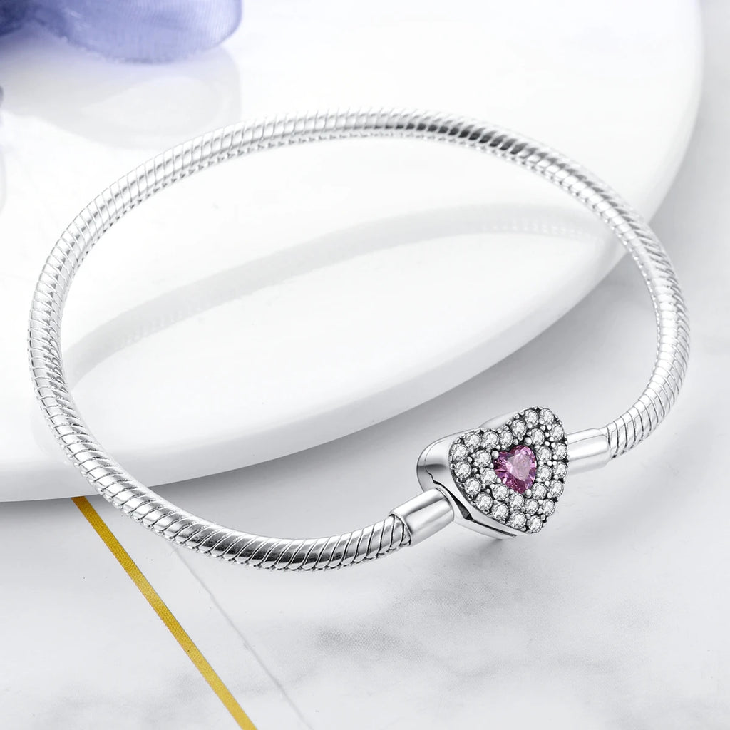 Original 925 Silver Bracelet Original Clover Heart Snake Chain Bracelets Fit Charms Beads Jewelry Gift Diy For Woman Wedding