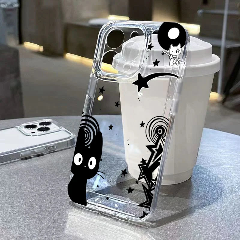Cute Black Cat Y2k Case for Samsung Galaxy S25 S24 S23 Ultra S22 FE A54 A55