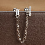Stainless Steel Zircon Crown Stud Earrings Women 18K Gold Double Studs