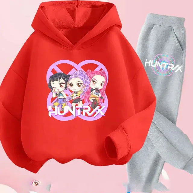 Toddler Girls Kpop Demon Hunters Fashion Hoodie & Sweatshirt Set Kids Suit