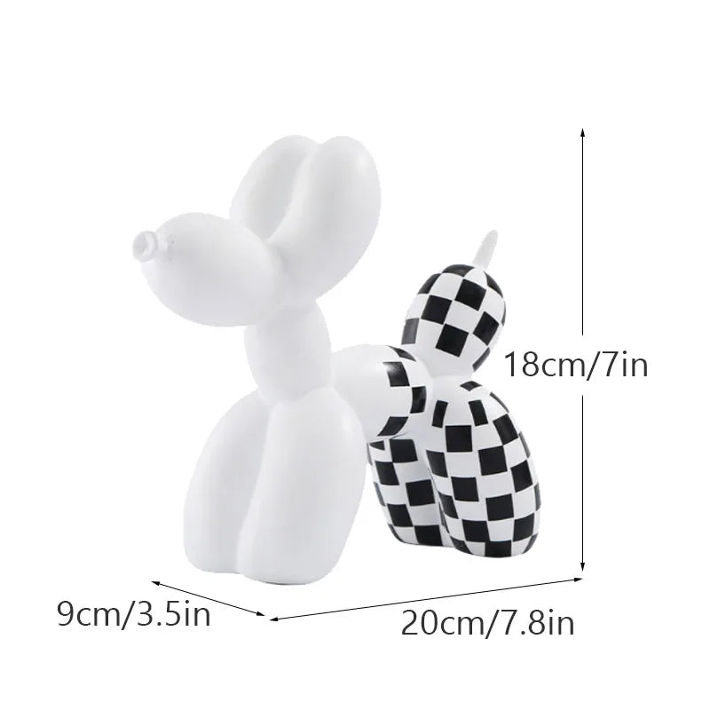 Plaid Balloon Dog Ornament Light Luxury Tabletop Shelf Living Room Home Office Decor
