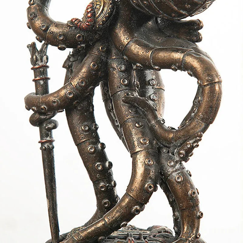 Steampunk Seabed Hiker Octopus Statue Vintage Cthulhu Figure Submarine Piranha Sculpture