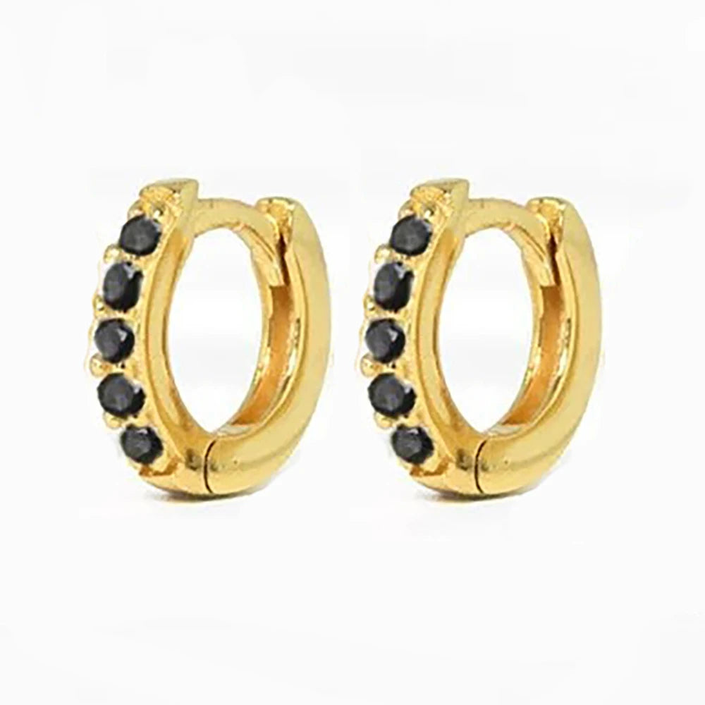 2PCS Stainless Steel Minimal Hoop Earrings Zirconia Small Huggie Thin