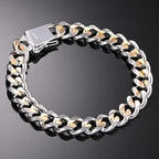 10mm Gold & Silver Chain Bracelet Men Women Noble Wedding Fashion Jewellery