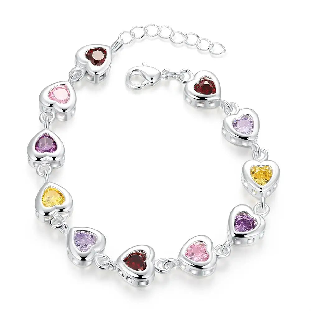Elegant Crystal Charm Bracelet 925 Sterling Silver Cute Trendy Women Gift