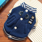 Fleece Dog Jacket Sporty Baseball Style Puppy Clothes Small Medium Breeds